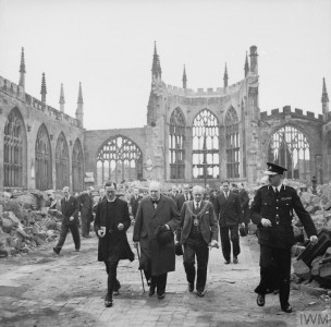 Home Front: Churchill inspecting the ruins of Coventry Cathedral